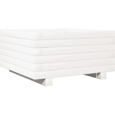 Image of vidaXL Garden Planter White 50x50x26.5 cm Solid Wood Pine
