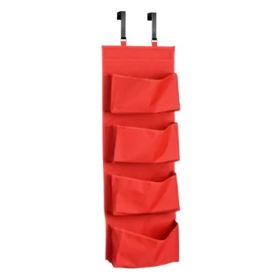 Image of Premier Housewares 1901119 4 Tier Over Door Hanging Organiser Red, H90 x W34 D10cm