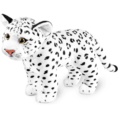 Image of BRUBAKER Leopard Cuddly Toy 30 cm Soft Baby Plush Big Cat Standing Kids White