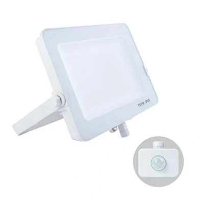 Image of G.W.S® Infinity 100W 9000 10000Lms, White Casing Outdoor IP65 Waterproof LED Floodlight with PIR Motion Sensor, Energy Saving Security Light, Tri Colour (3000K/4000K/6000K)