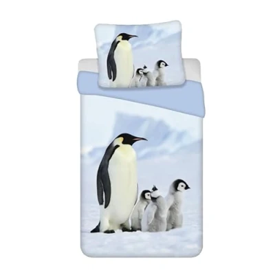 Image of Penguins Bedding Set, 100% Cotton, Duvet Cover 140 x 200 cm + Pillowcase 65 cm,