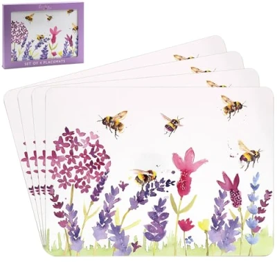 Image of Lesser &amp; Pavey Pack of 4 Table Place Mats for with British Designs Lavender Bees All Types Kitchens Jennifer Rose Gallery