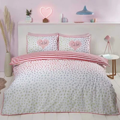 Image of Rapport Home Dalmation Duvet Cover Set, Polycotton, Blush Pink, Single