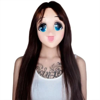 Image of ausuky Latex Mask Halloween Cartoon Anime Girl Different Dimension Cosplay Masquerade