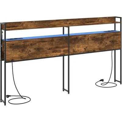 Image of vidaXL Storage Headboard Smoked oak 200 cm Engineered wood