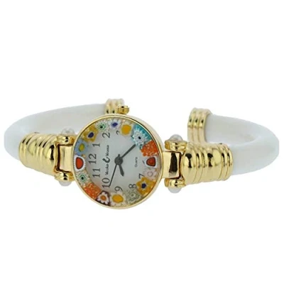Image of GlassOfVenice Murano Glass Millefiori Bangle Watch White Multicolor