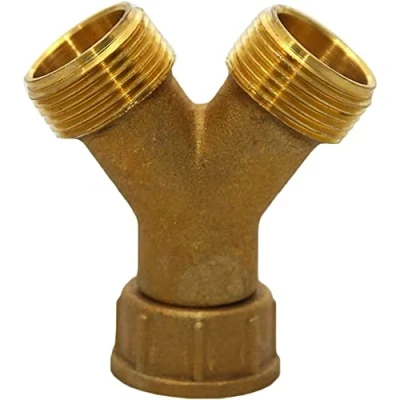 Image of Brass Washing Machine Dishwasher Y Piece 2 Way Splitter 3/4 Inch BSP