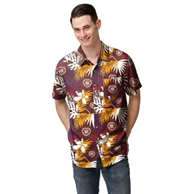 Image of FOCO Official Heart of Midlothian FC Men&#039;s Football Floral Tropical Beach Short Sleeve Shirt Medium