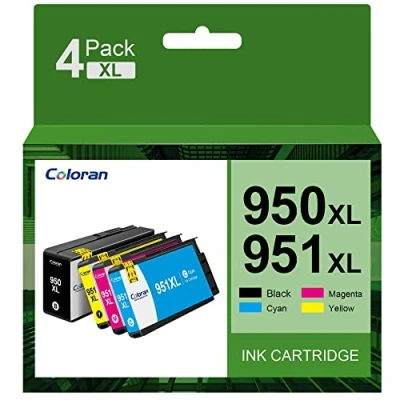 Image of Coloran 950XL 951XL Ink Cartridges Combo Multipack Replacement for HP 950 951 XL Compatible Officejet Pro 8100 8600 8610 8615 8620 8625 8630 8640 251dw 276dw(Black/Cyan/Magenta/Yellow,4 Pack)