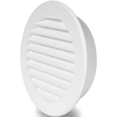 Image of 4&#039;&#039; Inch / 100 mm Plastic Vent Cover White Round Soffit Exhaust Ventilation Louver Air Inlet Grille Built in Screen Mesh HVAC