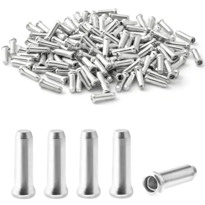 Image of WOLMIK Bike Cable End Caps, 100 Pcs Ends Brake Cables Aluminum Alloy Cover Tips Crimps Tidy for Mountain Bicycle Road