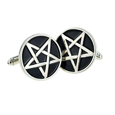 Image of Pentagram Pentangle Design CUFFLINKS Presented in a Cufflink Box