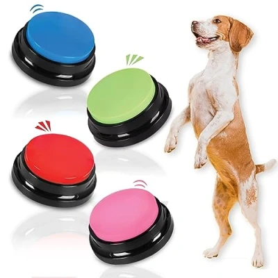 Image of SUHSAI Dog Buttons for Communication, Talking Dogs, 30 Second Recording Button, Button Set, Buttons, Training Buzzer Classroom Pack of 4
