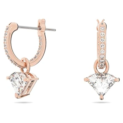 Image of Swarovski Stilla Drop Earrings with Triangle Cut White Crystal in Rose