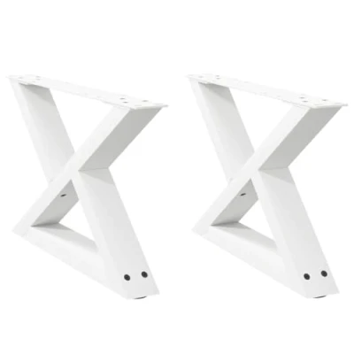 Image of vidaXL Coffee Table Legs White Steel, Modern Design, Adjustable Height, Living Room, Office, Easy Assembly