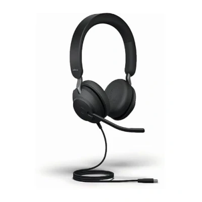 Image of Jabra Evolve2 40 SE Wired Noise Cancelling Stereo Headset with 3 Mic Call Technology and USB A Cable Works all Leading Unified Communications Platforms such as Zoom Google Meet Black