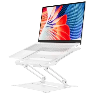 Image of urmust Laptop Notebook Stand Holder, Ergonomic Adjustable Ultrabook Riser Portable with Heat Vent Compatible MacBook Air Pro, Dell, HP, Lenovo Light Weight Aluminum Up to 15.6&quot;(Silver)