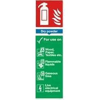Image of Safety Sign Fire Extinguisher Dry Powder Usage Self Adhesive 300x100mm