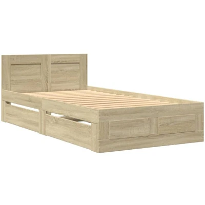 Image of vidaXL Bed Frame with Headboard without Mattress Sonoma Oak 75x190 cm Small Single