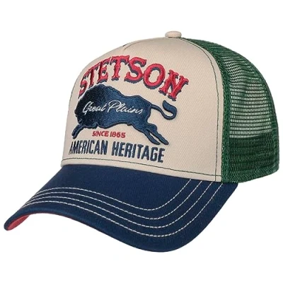 Image of Stetson The Plains Trucker Cap Small Men Baseball mesh Snapback, with Peak, Peak Summer Winter One Size Green