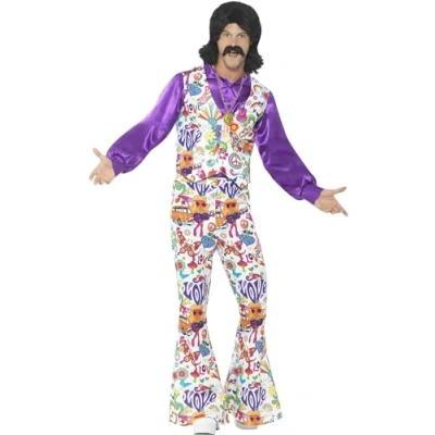 Image of Smiffys 60s Groovy Hippie Costume, Multi colour, M Size 38 inches 40