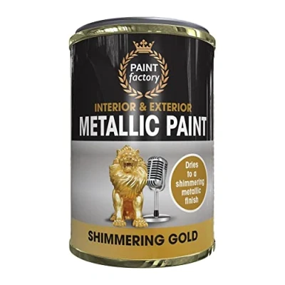Image of AlezyB 300ml Tin Paint Metallic Shimmering Gold Multi Purpose Use for Metal and Wooden Furniture, Ornaments, Decorative Items Much More Interior &amp; Exterior