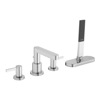 Image of hansgrohe Finoris 4 hole rim mounted bath mixer with Hose Box, chrome, 76444000