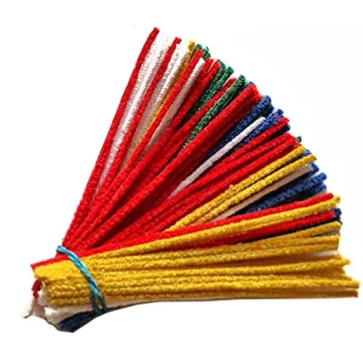 Image of Germanus pipe cleaners, colourful, red, yellow, blue, green, white, chenille wire bending plush for crafts and decorating children adults, pack of 100