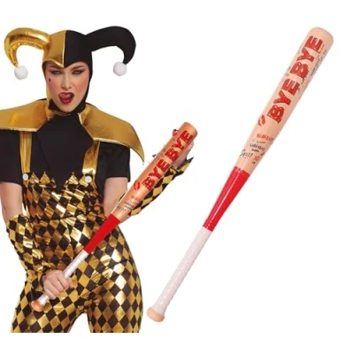 Image of FIESTAS GUIRCA Toy Baseball Bat (71.2 in) Fancy Dress Accessory for Halloween and Themed Parties Ideal Sports Celebrations Fake Bladed Weapon Brown Red