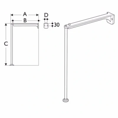 Image of Armitage Shanks 350mm stainless steel leg with 355mm screw to wall aluminium alloy bearer, 305mm stud (pair). S9233MY