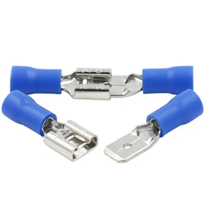 Image of Heschen Male/Female Quick Disconnects Vinyl insulated, ‎FDD+MDD2 250, 6.3 x 0.8 mm Cable Terminal, for 1.5 2.5mm² (16 14 AWG), Blue, 100Pack