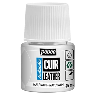 Image of PEBEO Setacolor Leather Acrylic Paint for and Leatherette Customization Bag, Shoe, Sneaker Resistance to scratches, folds, rubbing Matt/Satin finish Pure White 45 ml