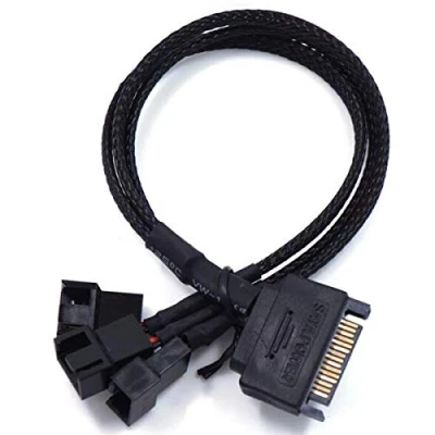 Image of SATA to 3 x Pin / 4 PMW 12V PC Case Fan Power Adapter Cable, or (PWM Connector) 15 Computer Cooler Cooling Splitter Y Cable 2 Pack