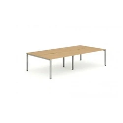 Image of Evolve B2B Silver Frame Bench Desk 1200 Beech (4 Pod) BE258