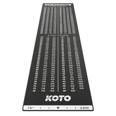 Image of KOTO Carpet Checkout Black 237 x 60 cm, Incl. Score Indicator, Non Slip Dart Mat, Professional Protect Floor and Darts