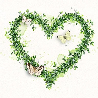 Image of 20 Napkins Large Leaf Heart Wedding Love Table Decoration 33 x cm