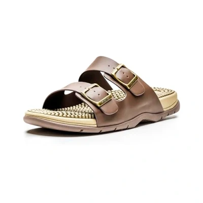 Image of Revs Lochy Men’s Double Strap Reflexology Massage Sandals, Brown UK9
