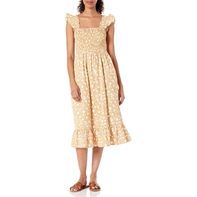 Image of The Drop Women&#039;s Kimi Ruffled Shoulder Smocked Midi Dress, Ginger Floral, 5XL Plus