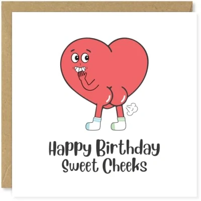 Image of Beau Willows Happy Birthday Sweet Cheeks Cute Card for Boyfriend Husband Girlfriend Wife Funny Love Partner