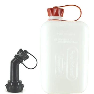 Image of FuelFriend® BIG CLEAR max. 2.0 liters + Outlet Pipe lockable jerrycan with UN approval perfect for motorcycles, cars and more