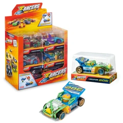 Image of T RACERS Mix &#039;N Race Collection of 12 collectible cars. Each car can be split in two with interchangeable parts and wheels. 2