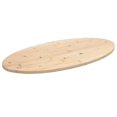 Image of vidaXL Oval Solid Wood Pine Table Top Untreated Natural Finish for Customizable Decor Versatile Use DIY Projects in Home or Business 100x50x2.5cm
