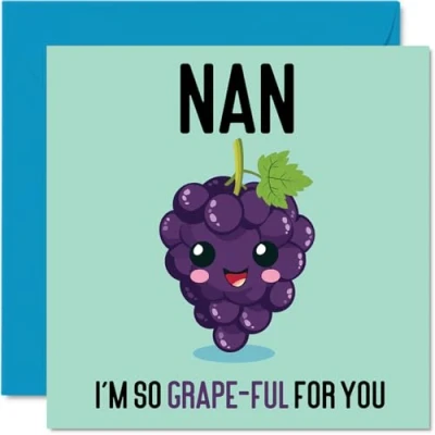Image of Thank You Cards for Nan Grape Ful Funny Happy Birthday Card from Grandson Granddaughter, Nanny Gifts, 145mm x Joke Greeting Women Her
