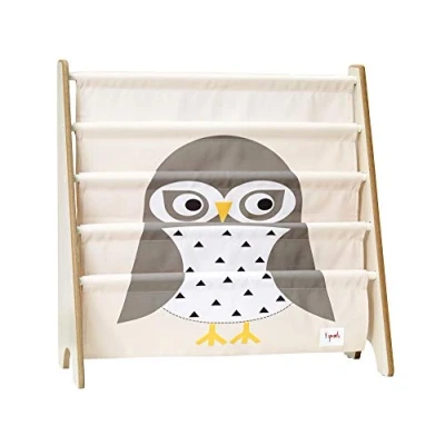 Image of 3 Sprouts Children&#039;s Book Rack Space Saving Kids Bookshelf and Bookcase Perfect for Room Nursery Storage, Owl
