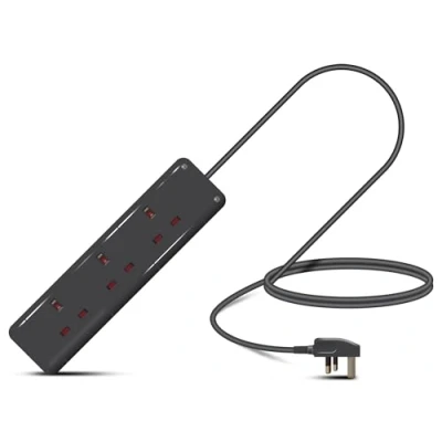 Image of Eagle Three Gang Mains Power 13A Extension Socket to UK Plug Lead Cable, British Standards BS1363 1m