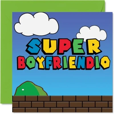 Image of Birthday Cards for Boyfriend Super Boyfriendio Funny Happy Card from Girlfriend, Partner Gifts, 145mm x Joke Greeting Men Him