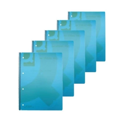 Image of Q Connect Spiral Bound Polypropylene Notebook 80 Single Pages, A4, Blue, Pack of 5