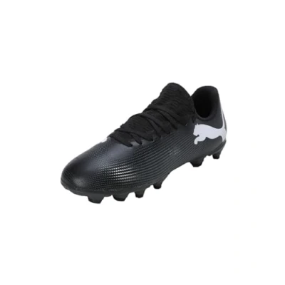 Image of Puma Future 7 PLAY FG/AG JR Unisex Moulded stud football boots for kids, Size: 10K, Black/white Synthetics/textile