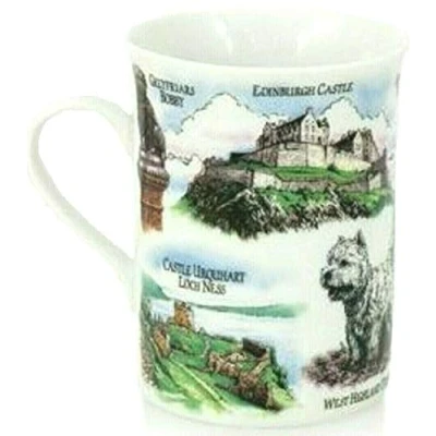 Image of Scottish Mug Scotland Cup Edinburgh Castle Lochness Scenes Landmarks Piper
