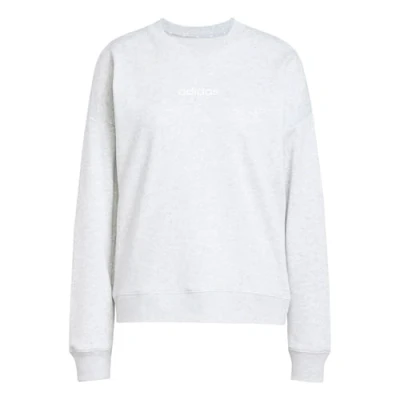 Image of adidas Women&#039;s ESSENTIALS LINEAR FRENCH TERRY SWEATSHIRT, glow blue/white, S